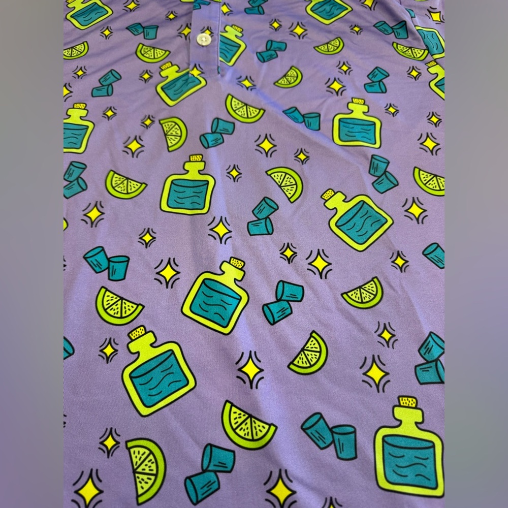 Sunday Swagger Golf Polo Tequila All Over Print Size Medium Stretch - Picture 3 of 8